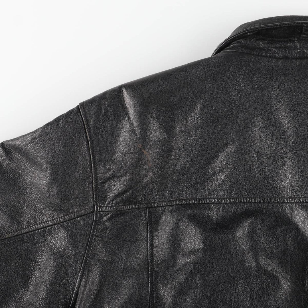 Vintage 90'S CROFT and BARROW padded swing-top leather jacket, size L, men's genuine leather black type Vintage Second Hand