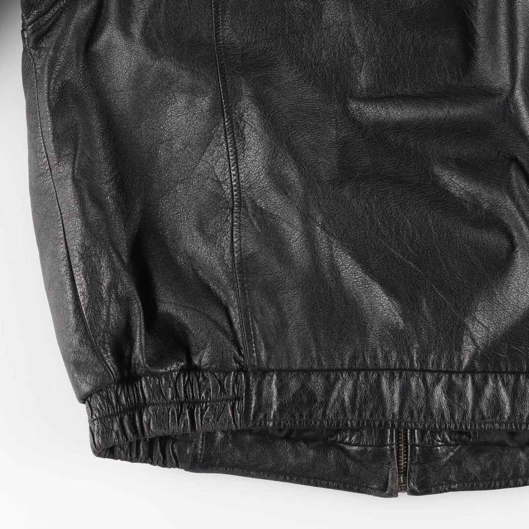 Vintage 90'S CROFT and BARROW padded swing-top leather jacket, size L, men's genuine leather black type Vintage Second Hand