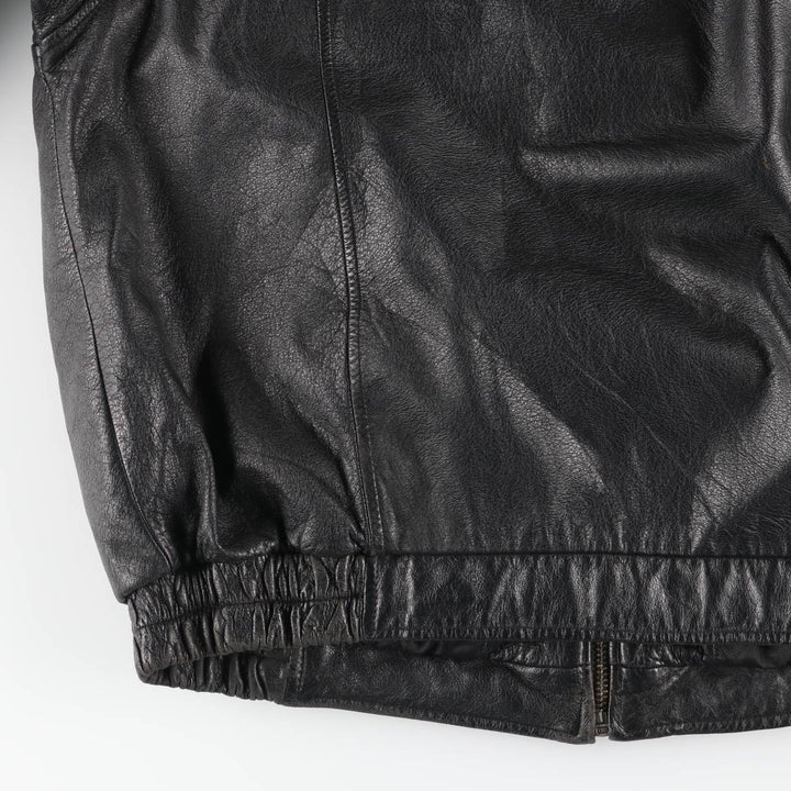 Vintage 90'S CROFT and BARROW padded swing-top leather jacket, size L, men's genuine leather black type Vintage Second Hand