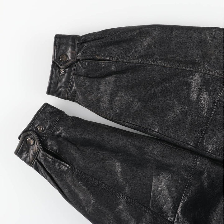 Vintage 90'S CROFT and BARROW padded swing-top leather jacket, size L, men's genuine leather black type Vintage Second Hand