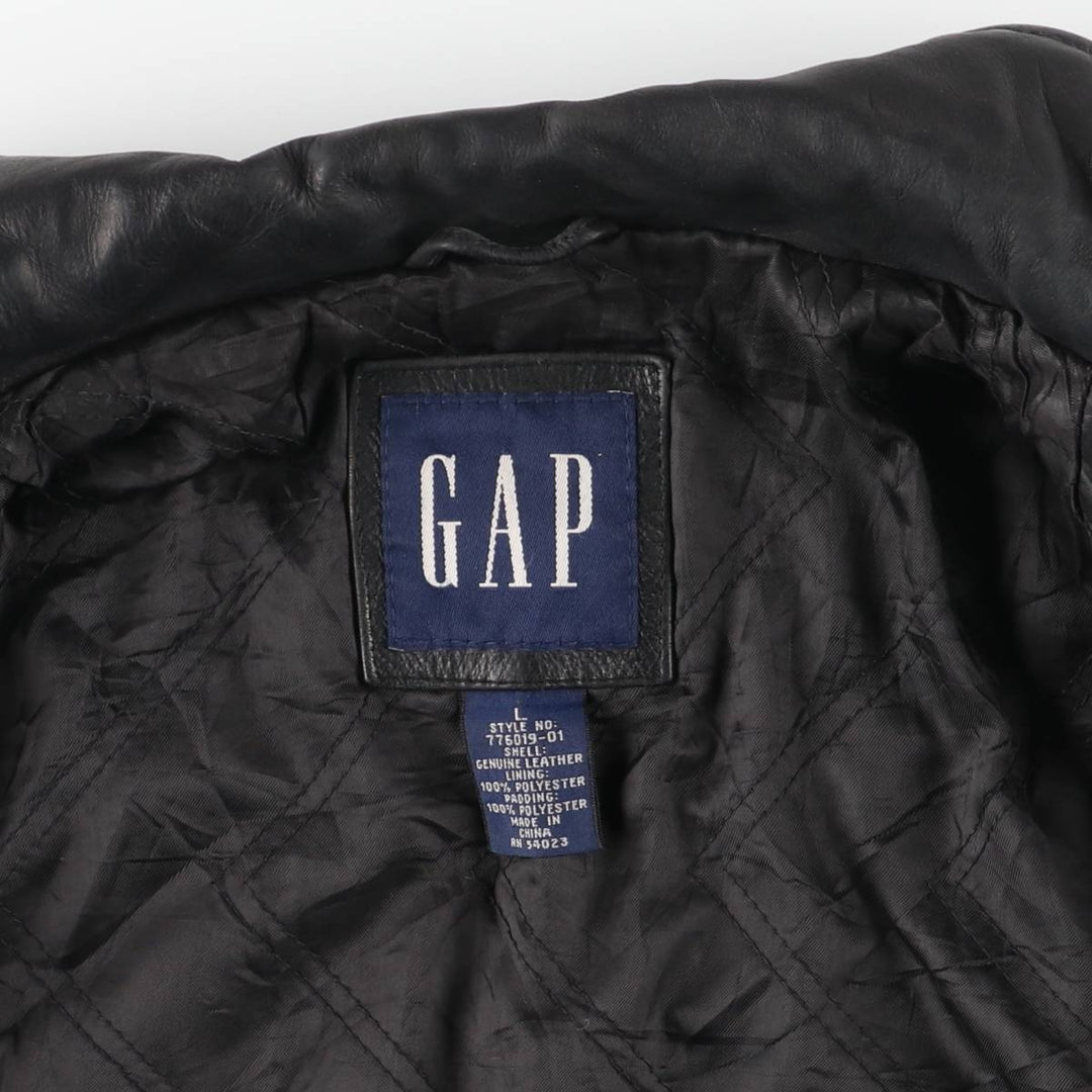 90'S GAP Old Gap Swing Top Padded Leather Blouson Men's Size L Vintage genuine leather black type Vintage Second Hand