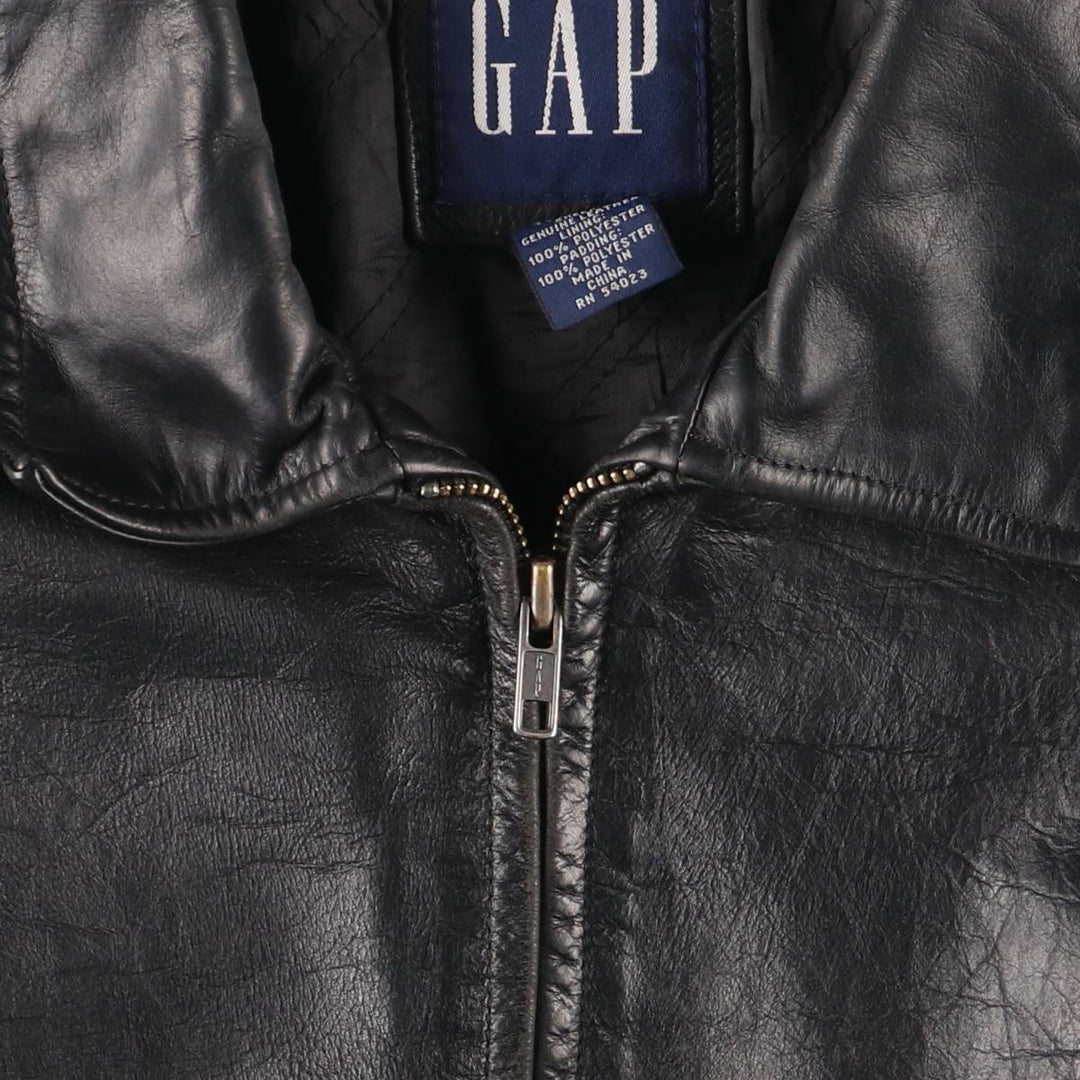 90'S GAP Old Gap Swing Top Padded Leather Blouson Men's Size L Vintage genuine leather black type Vintage Second Hand