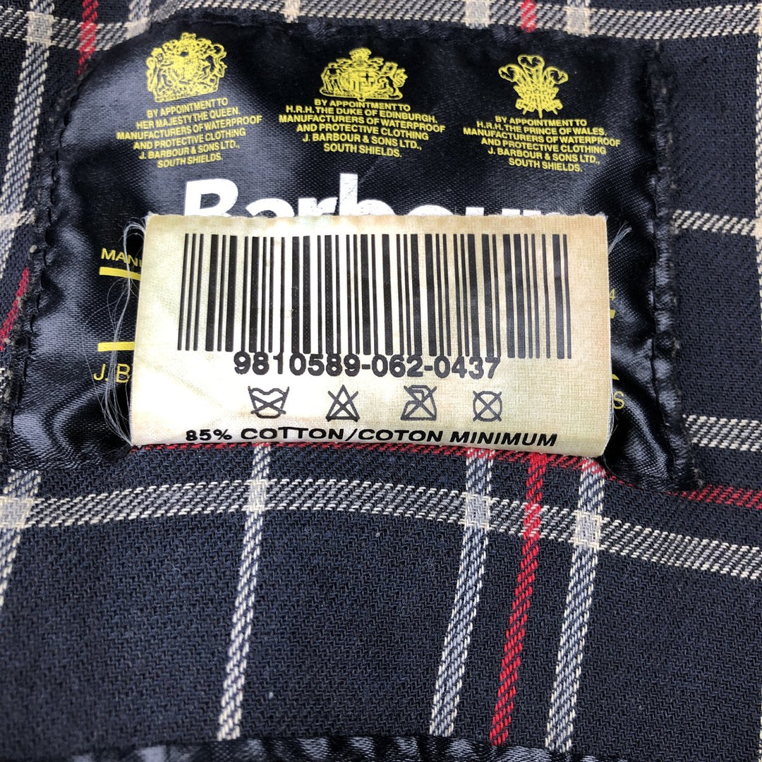 1990'S Barbour Beaufort 3 Warrant Oiled Hunting Jacket, Made in England, C44, Men's Size L cotton navy blue type Vintage Second Hand