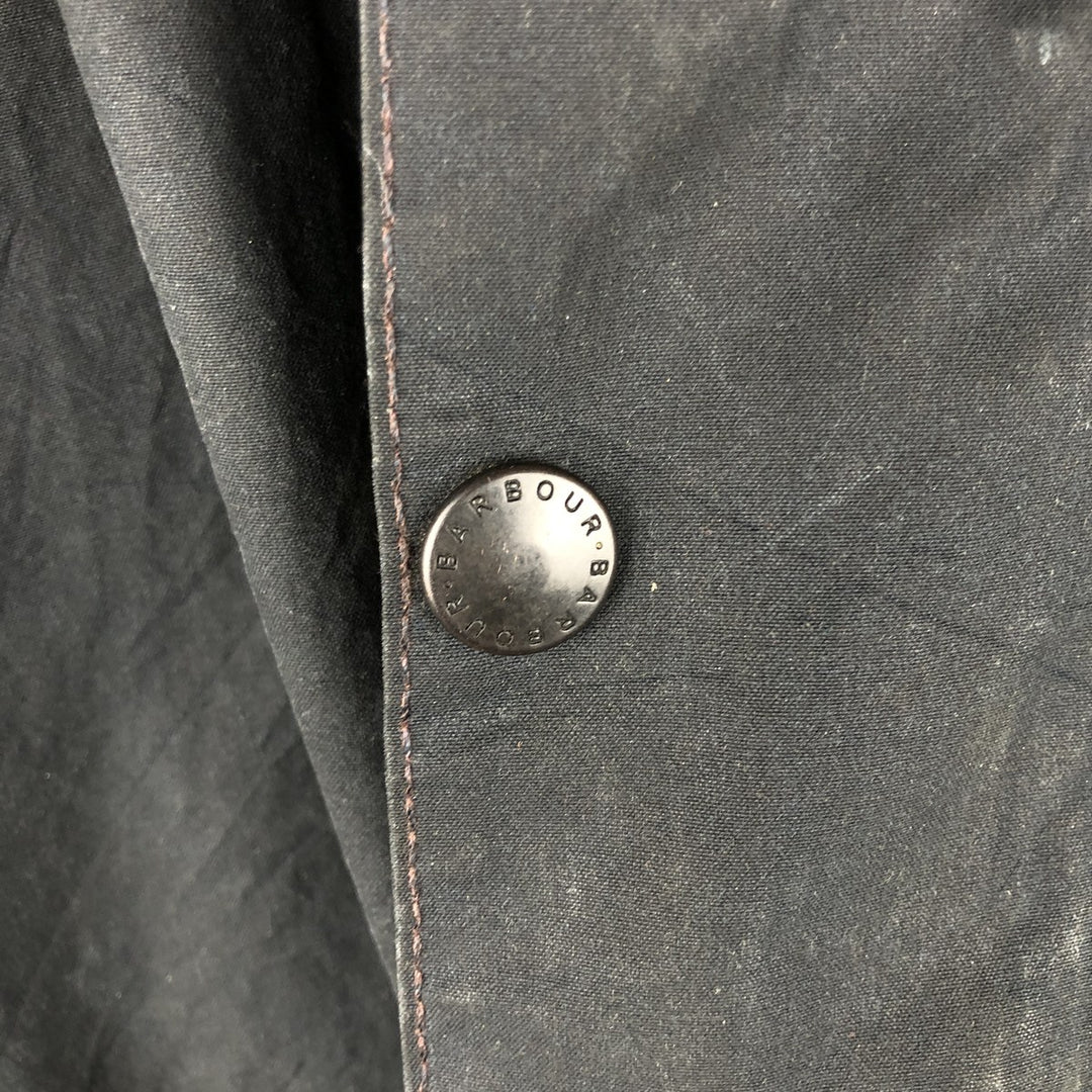 1990'S Barbour Beaufort 3 Warrant Oiled Hunting Jacket, Made in England, C44, Men's Size L cotton navy blue type Vintage Second Hand