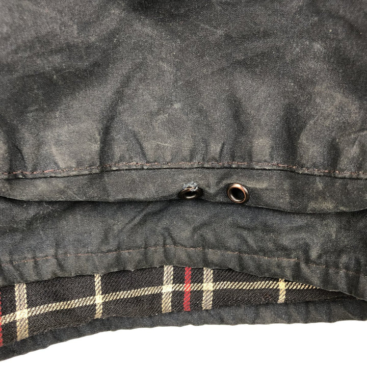 1990'S Barbour Beaufort 3 Warrant Oiled Hunting Jacket, Made in England, C44, Men's Size L cotton navy blue type Vintage Second Hand