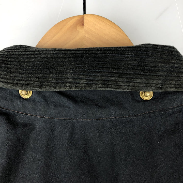1990'S Barbour Beaufort 3 Warrant Oiled Hunting Jacket, Made in England, C44, Men's Size L cotton navy blue type Vintage Second Hand