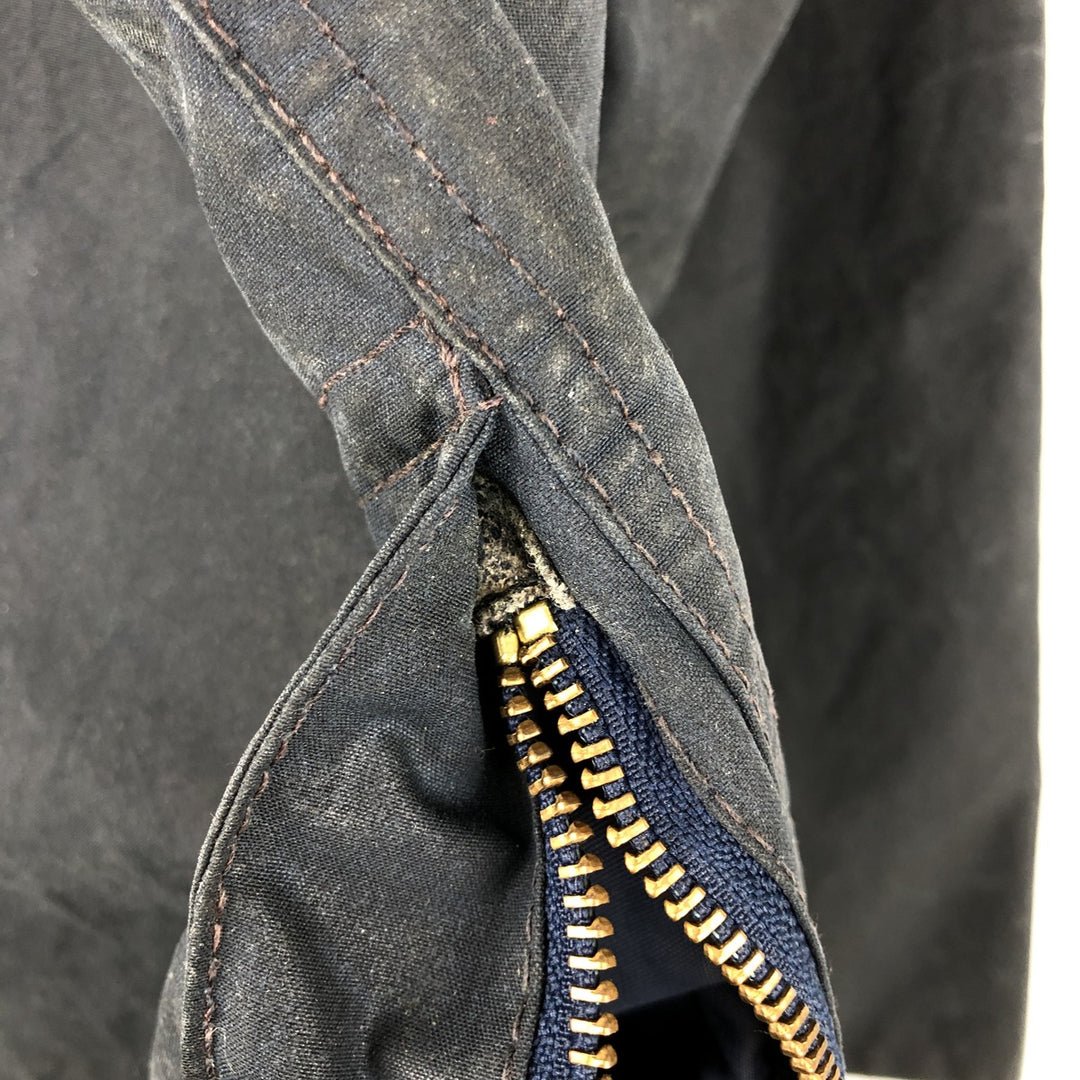 1990'S Barbour Beaufort 3 Warrant Oiled Hunting Jacket, Made in England, C44, Men's Size L cotton navy blue type Vintage Second Hand