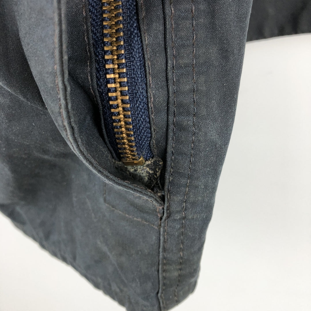 1990'S Barbour Beaufort 3 Warrant Oiled Hunting Jacket, Made in England, C44, Men's Size L cotton navy blue type Vintage Second Hand