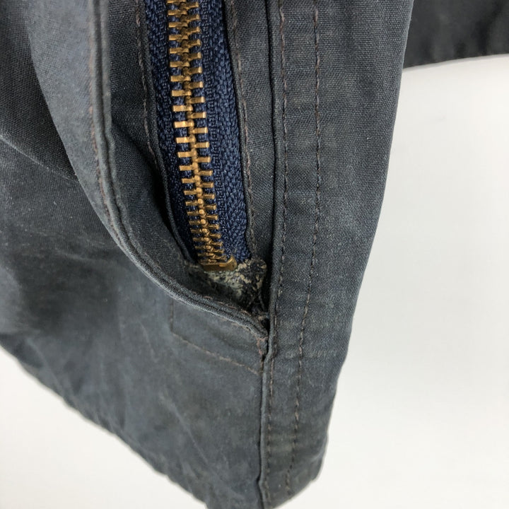 1990'S Barbour Beaufort 3 Warrant Oiled Hunting Jacket, Made in England, C44, Men's Size L cotton navy blue type Vintage Second Hand