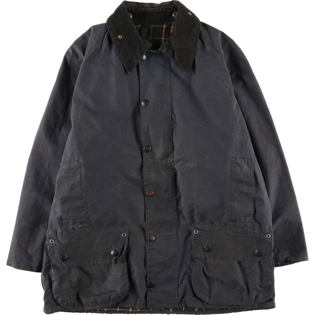 1980'S Barbour Beaufort 3 Warrant Oiled Hunting Jacket, Made in England, C40, Men's Size M cotton navy blue type Vintage Second Hand