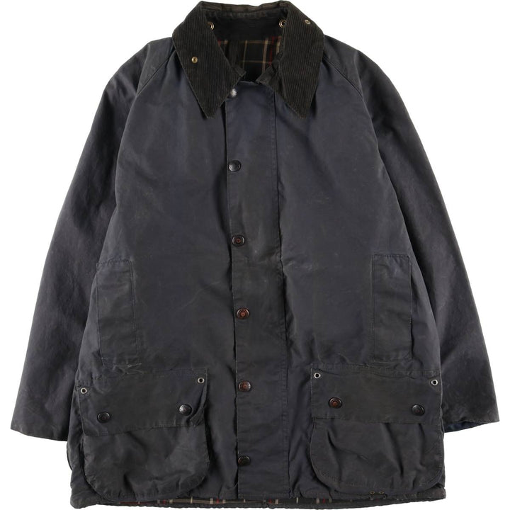 1980'S Barbour Beaufort 3 Warrant Oiled Hunting Jacket, Made in England, C40, Men's Size M cotton navy blue type Vintage Second Hand