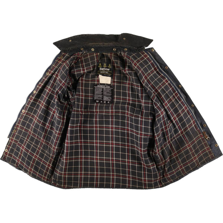 1980'S Barbour Beaufort 3 Warrant Oiled Hunting Jacket, Made in England, C40, Men's Size M cotton navy blue type Vintage Second Hand