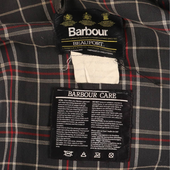1980'S Barbour Beaufort 3 Warrant Oiled Hunting Jacket, Made in England, C40, Men's Size M cotton navy blue type Vintage Second Hand