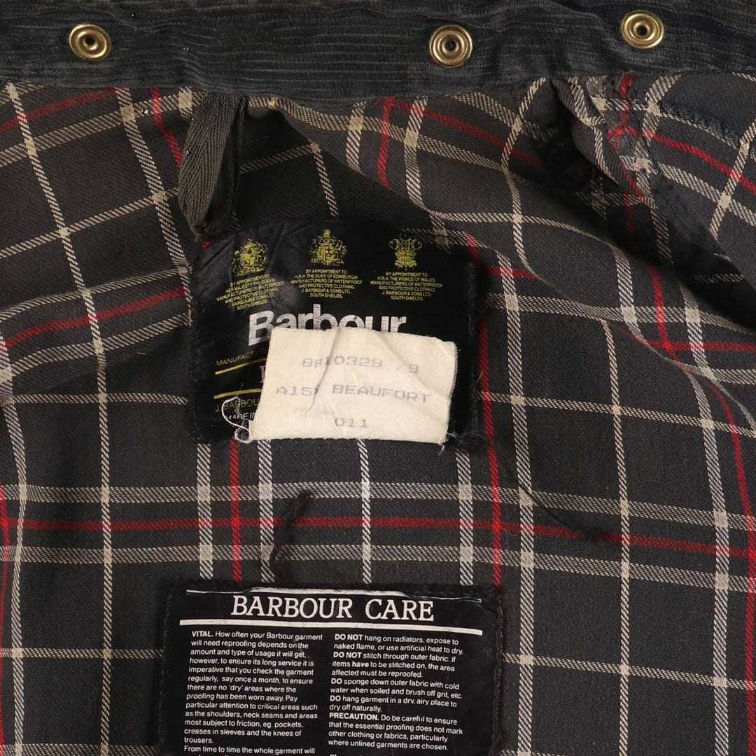 1980'S Barbour Beaufort 3 Warrant Oiled Hunting Jacket, Made in England, C40, Men's Size M cotton navy blue type Vintage Second Hand