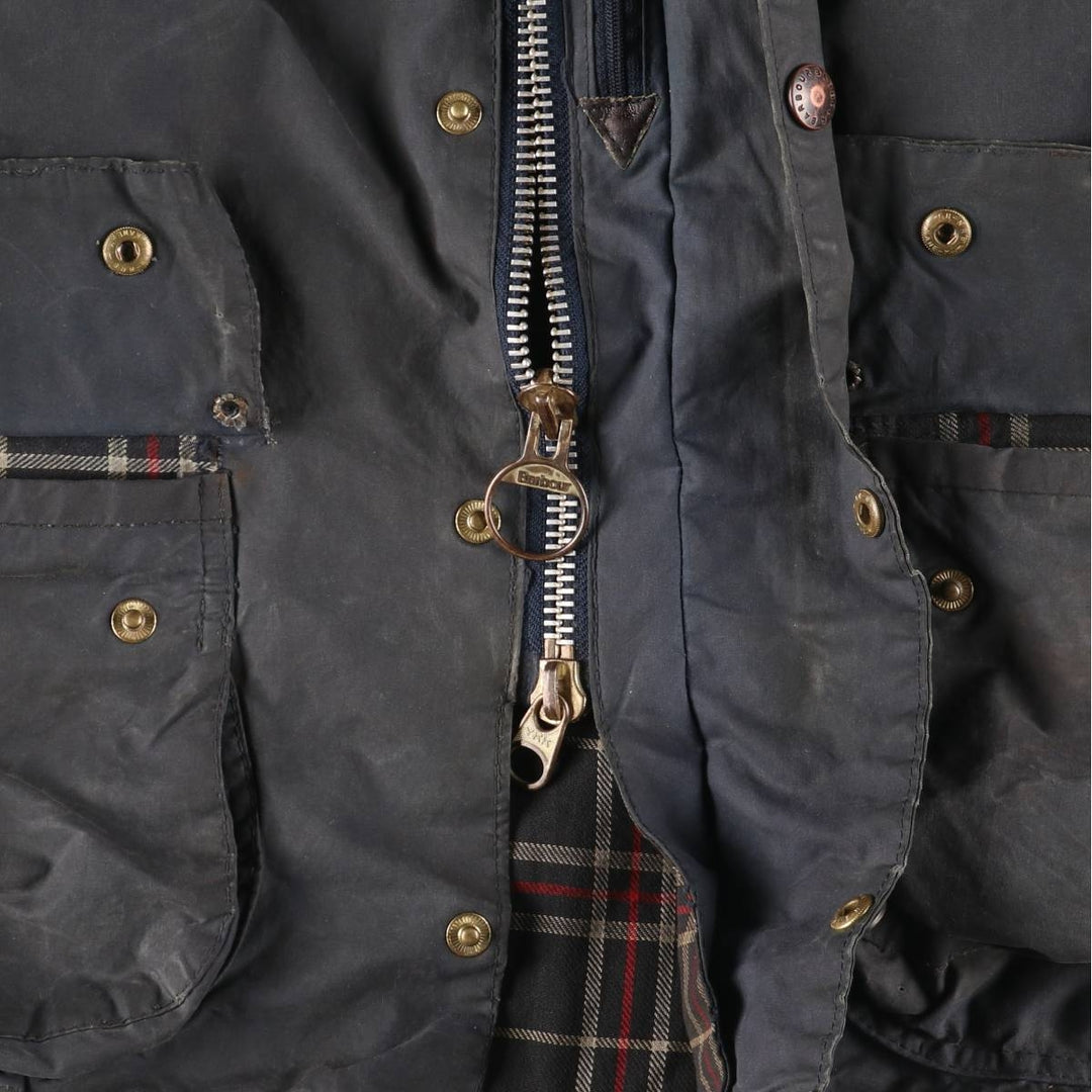 1980'S Barbour Beaufort 3 Warrant Oiled Hunting Jacket, Made in England, C40, Men's Size M cotton navy blue type Vintage Second Hand