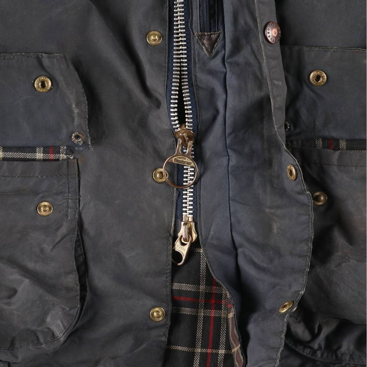 1980'S Barbour Beaufort 3 Warrant Oiled Hunting Jacket, Made in England, C40, Men's Size M cotton navy blue type Vintage Second Hand