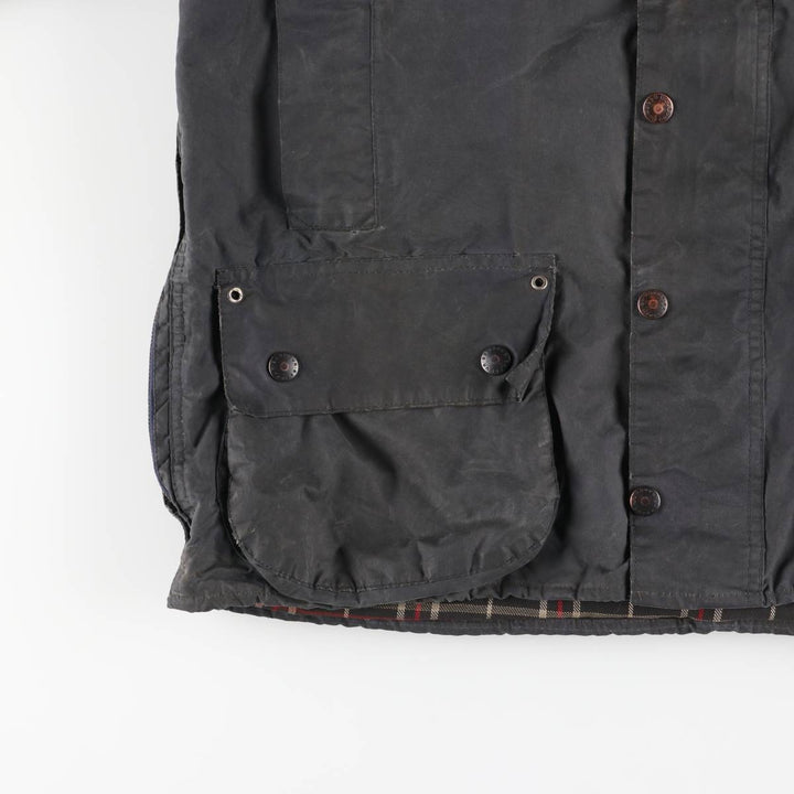 1980'S Barbour Beaufort 3 Warrant Oiled Hunting Jacket, Made in England, C40, Men's Size M cotton navy blue type Vintage Second Hand