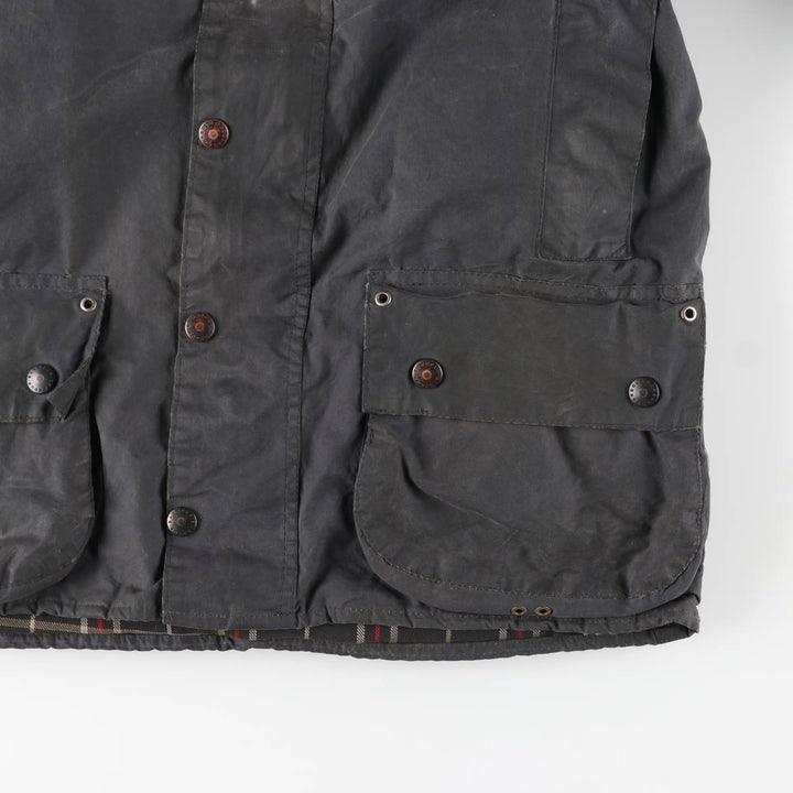 1980'S Barbour Beaufort 3 Warrant Oiled Hunting Jacket, Made in England, C40, Men's Size M cotton navy blue type Vintage Second Hand