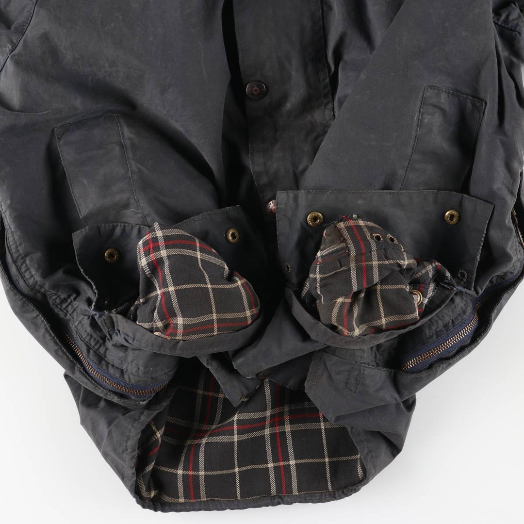 1980'S Barbour Beaufort 3 Warrant Oiled Hunting Jacket, Made in England, C40, Men's Size M cotton navy blue type Vintage Second Hand