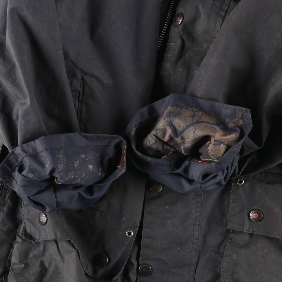 1980'S Barbour Beaufort 3 Warrant Oiled Hunting Jacket, Made in England, C40, Men's Size M cotton navy blue type Vintage Second Hand