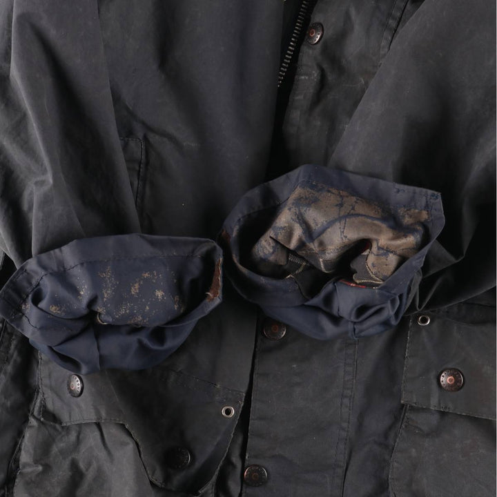 1980'S Barbour Beaufort 3 Warrant Oiled Hunting Jacket, Made in England, C40, Men's Size M cotton navy blue type Vintage Second Hand