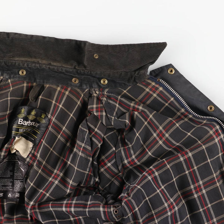 1980'S Barbour Beaufort 3 Warrant Oiled Hunting Jacket, Made in England, C40, Men's Size M cotton navy blue type Vintage Second Hand