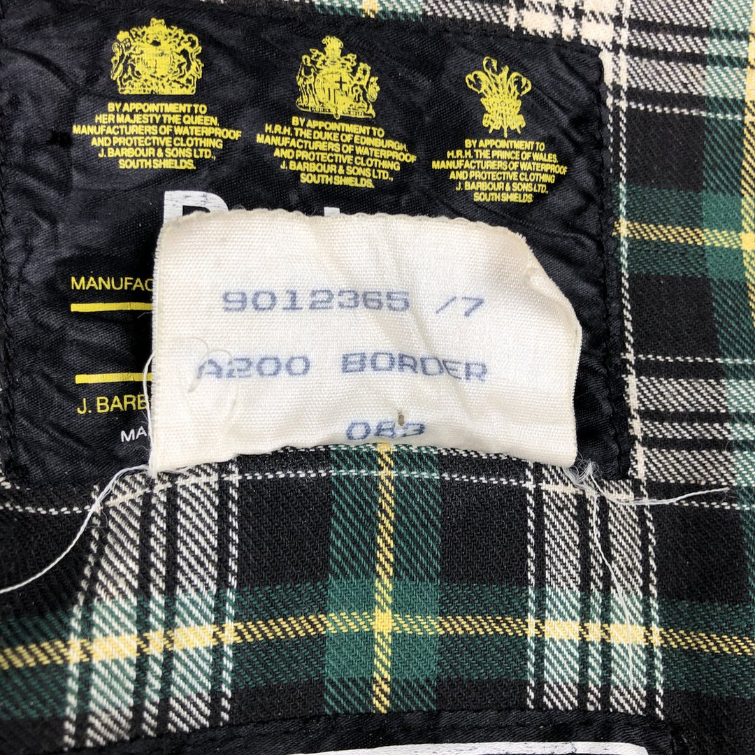 80s-90'S Barbour BORDER (formerly 3 Warrant) waxed cotton oiled jacket, Made in England, C44, Men's Size L cotton Khaki type Vintage Second Hand