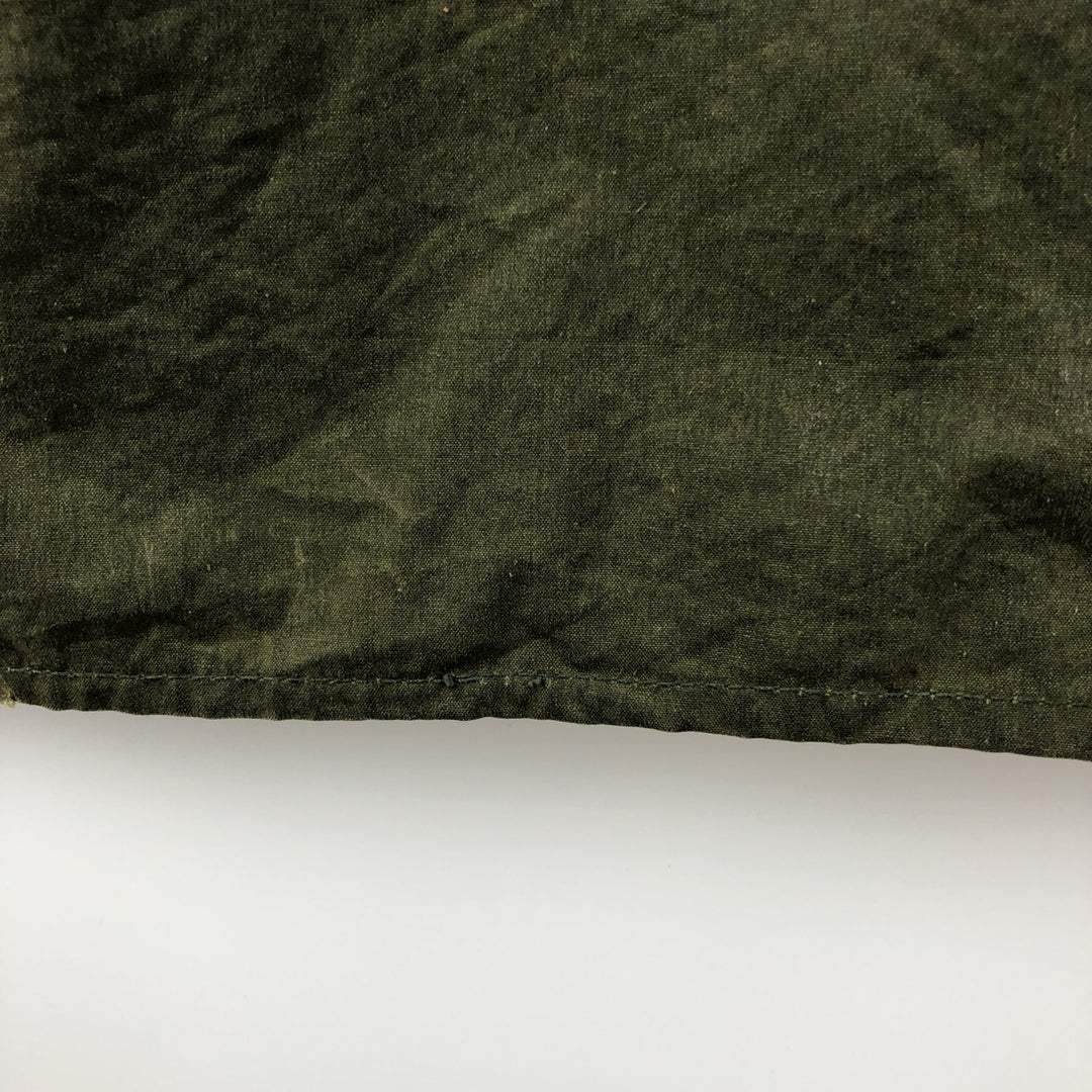 80s-90'S Barbour BORDER (formerly 3 Warrant) waxed cotton oiled jacket, Made in England, C44, Men's Size L cotton Khaki type Vintage Second Hand