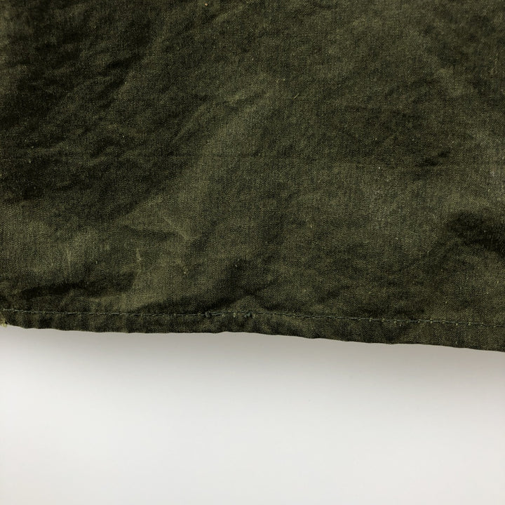 80s-90'S Barbour BORDER (formerly 3 Warrant) waxed cotton oiled jacket, Made in England, C44, Men's Size L cotton Khaki type Vintage Second Hand