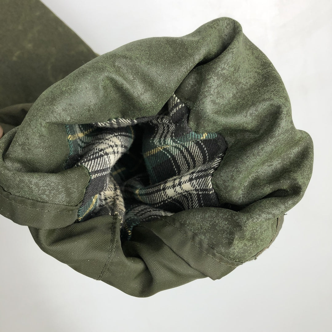 80s-90'S Barbour BORDER (formerly 3 Warrant) waxed cotton oiled jacket, Made in England, C44, Men's Size L cotton Khaki type Vintage Second Hand