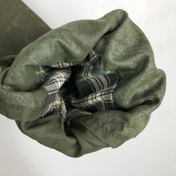 80s-90'S Barbour BORDER (formerly 3 Warrant) waxed cotton oiled jacket, Made in England, C44, Men's Size L cotton Khaki type Vintage Second Hand