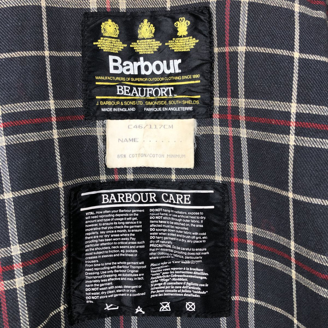 80s-90'S Barbour BEAUFORT 3 Warrant Oiled Hunting Jacket, Made in England, C46, Men's XL cotton navy blue type Vintage Second Hand