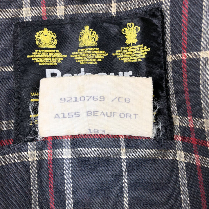 80s-90'S Barbour BEAUFORT 3 Warrant Oiled Hunting Jacket, Made in England, C46, Men's XL cotton navy blue type Vintage Second Hand