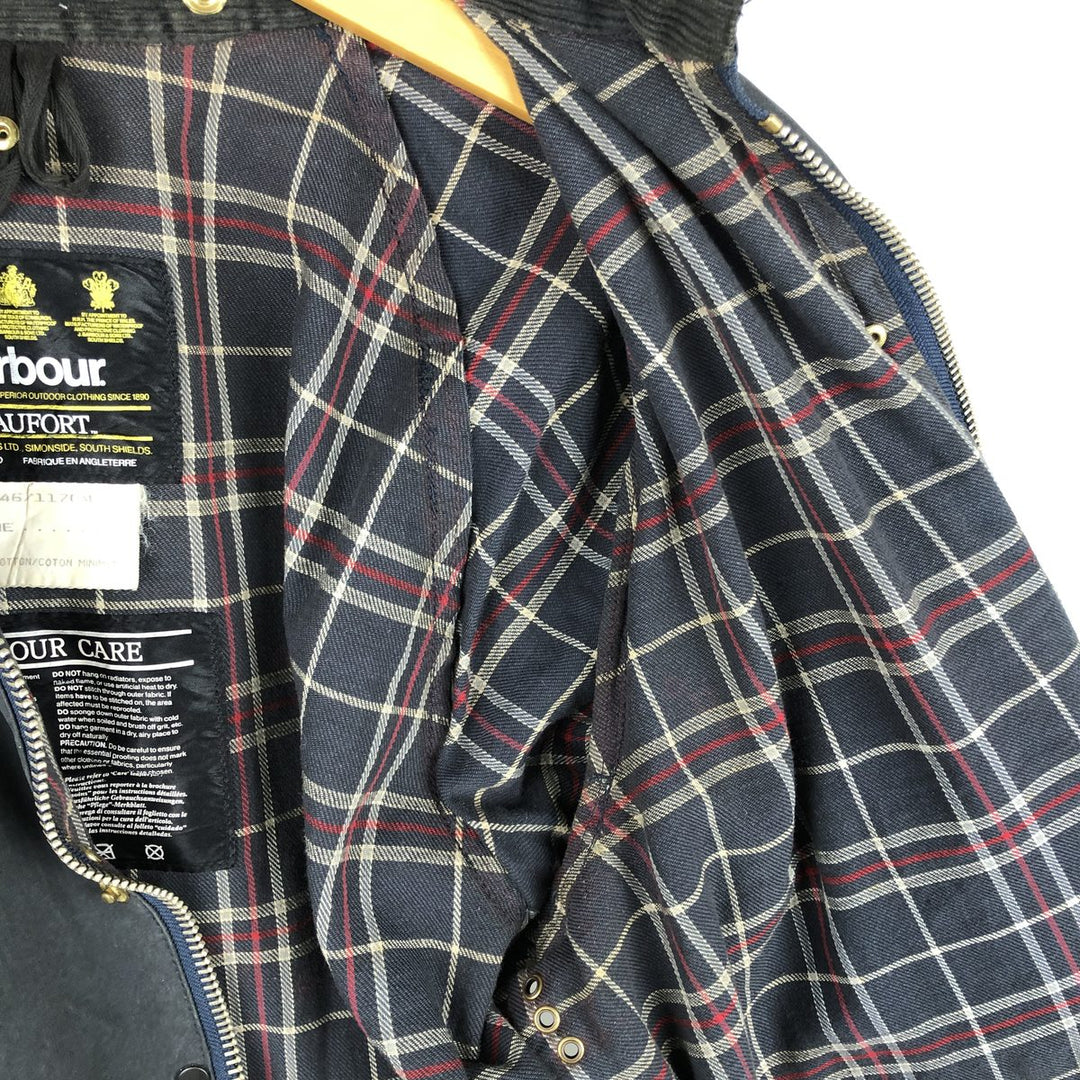 80s-90'S Barbour BEAUFORT 3 Warrant Oiled Hunting Jacket, Made in England, C46, Men's XL cotton navy blue type Vintage Second Hand
