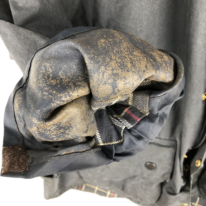 80s-90'S Barbour BEAUFORT 3 Warrant Oiled Hunting Jacket, Made in England, C46, Men's XL cotton navy blue type Vintage Second Hand