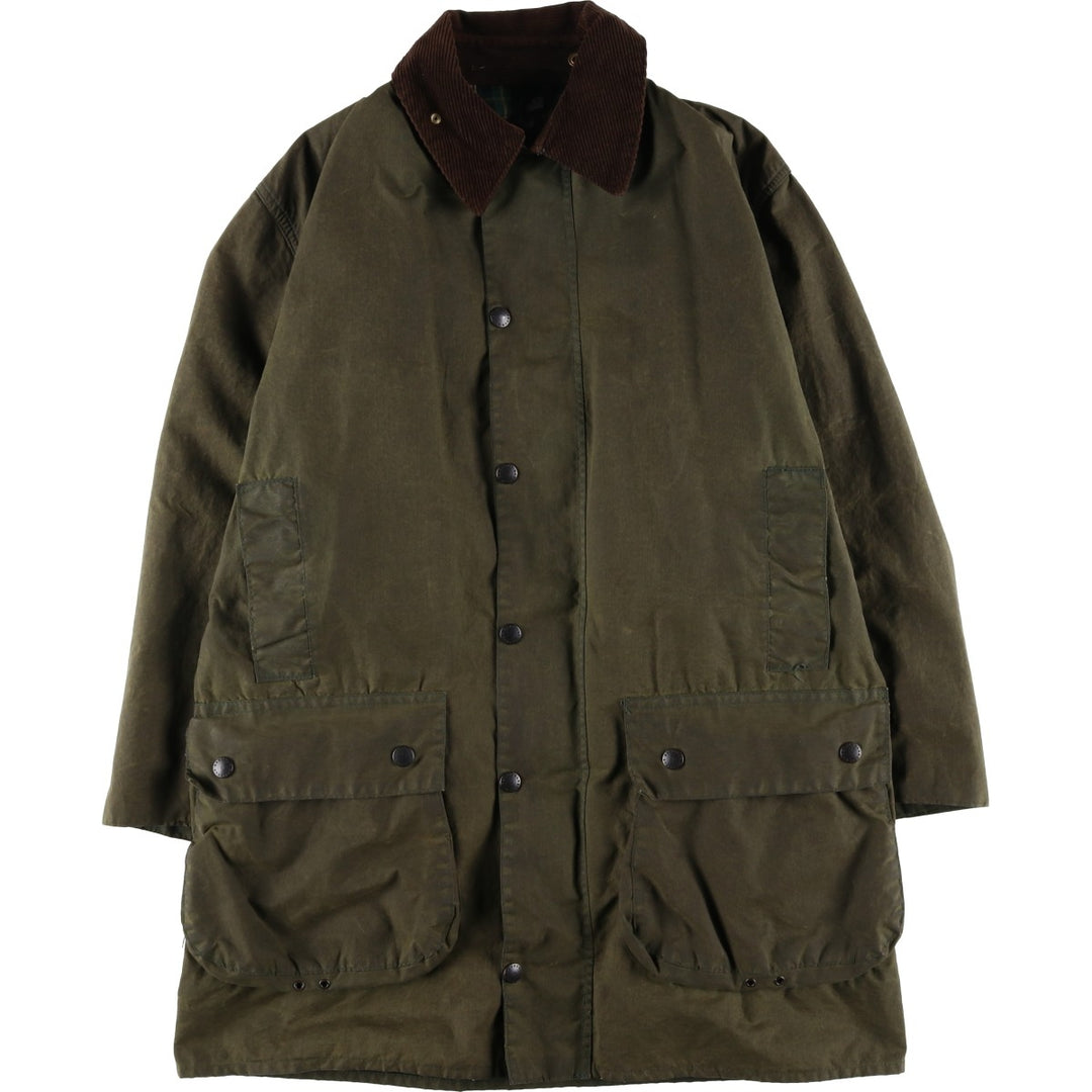 Vintage 1980'S Barbour BORDER 2 Warrant waxed cotton oiled jacket, made in England, size M. cotton Khaki type Vintage Second Hand