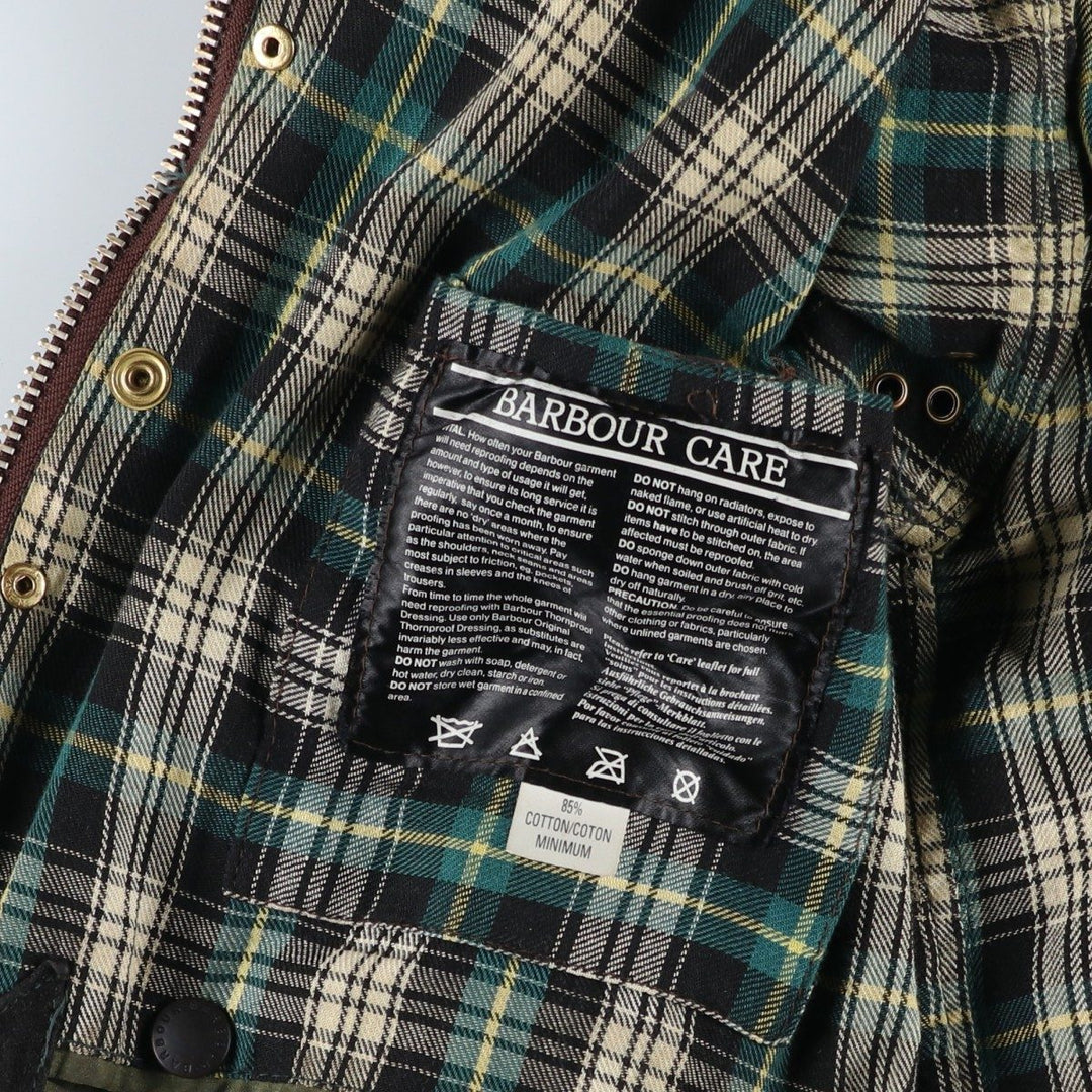 Vintage 1980'S Barbour BORDER 2 Warrant waxed cotton oiled jacket, made in England, size M. cotton Khaki type Vintage Second Hand