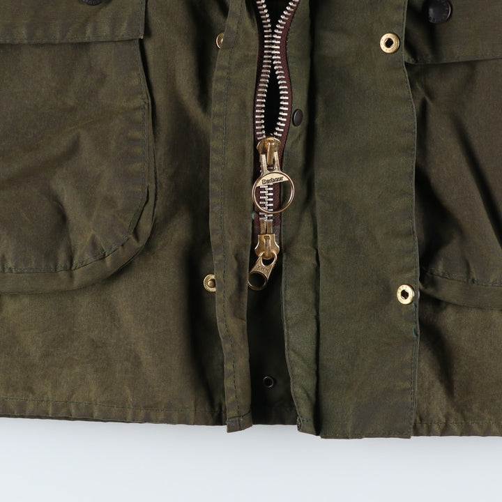 Vintage 1980'S Barbour BORDER 2 Warrant waxed cotton oiled jacket, made in England, size M. cotton Khaki type Vintage Second Hand