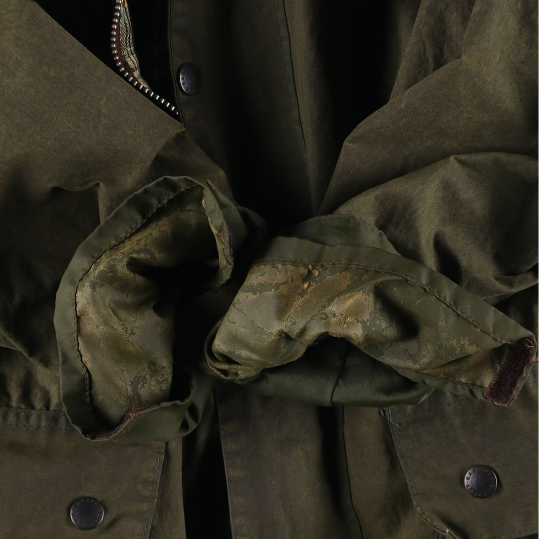Vintage 1980'S Barbour BORDER 2 Warrant waxed cotton oiled jacket, made in England, size M. cotton Khaki type Vintage Second Hand