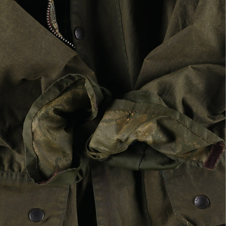 Vintage 1980'S Barbour BORDER 2 Warrant waxed cotton oiled jacket, made in England, size M. cotton Khaki type Vintage Second Hand