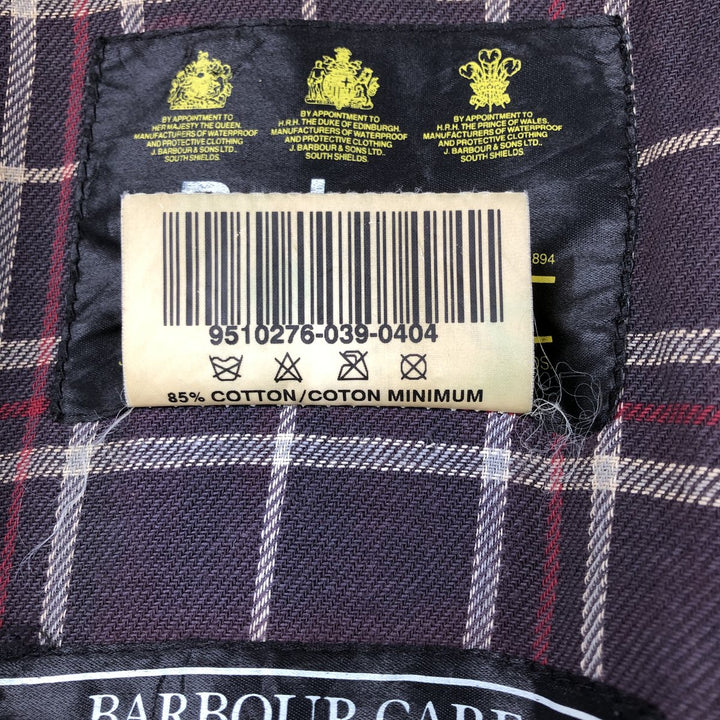 1990'S Barbour Beaufort 3 Warrant Oiled Hunting Jacket, Made in England, C44, Men's Size L cotton navy blue type Vintage Second Hand