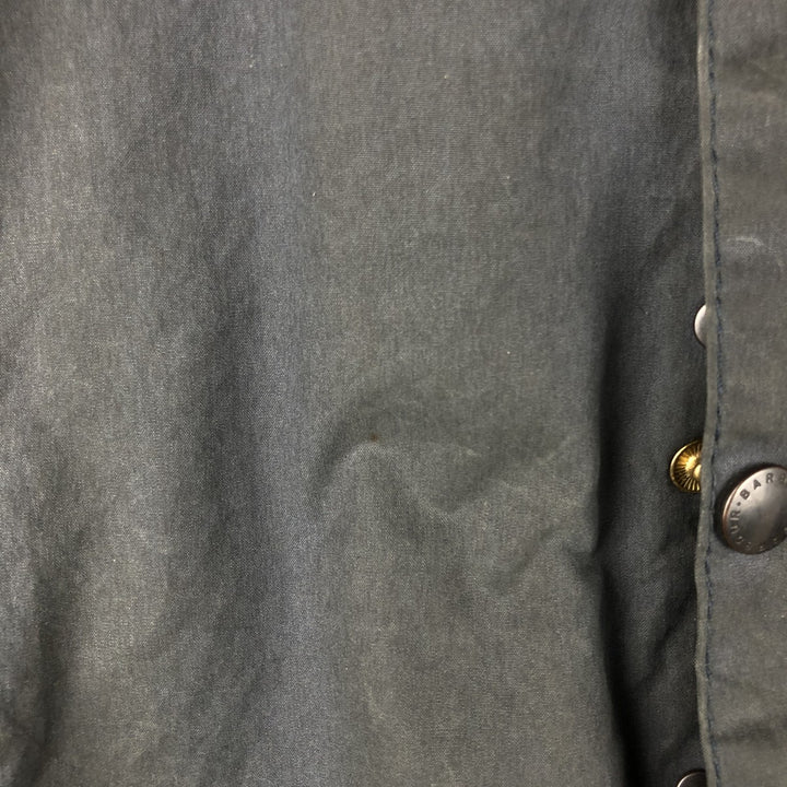 1990'S Barbour Beaufort 3 Warrant Oiled Hunting Jacket, Made in England, C44, Men's Size L cotton navy blue type Vintage Second Hand