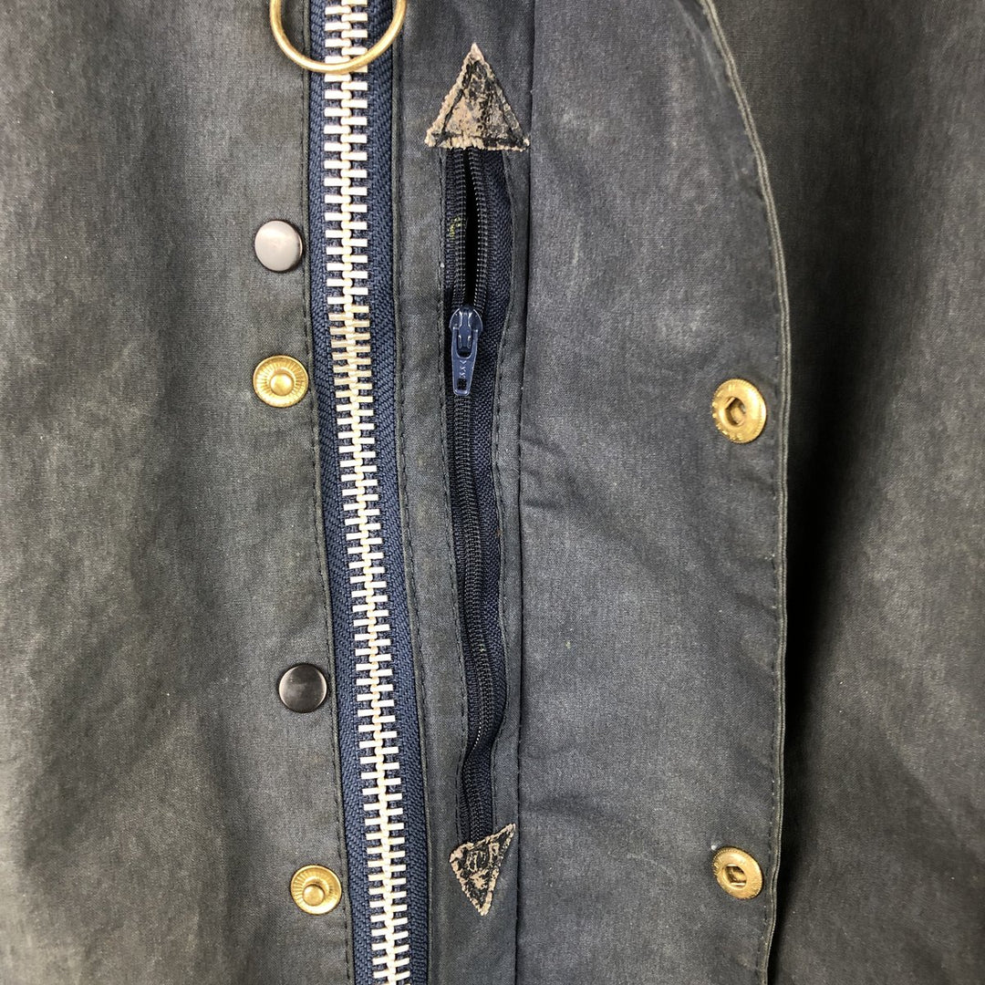 1990'S Barbour Beaufort 3 Warrant Oiled Hunting Jacket, Made in England, C44, Men's Size L cotton navy blue type Vintage Second Hand