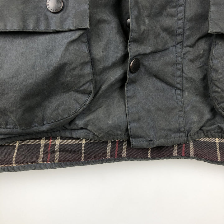 1990'S Barbour Beaufort 3 Warrant Oiled Hunting Jacket, Made in England, C44, Men's Size L cotton navy blue type Vintage Second Hand