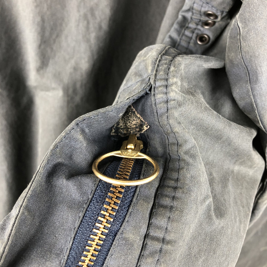 1990'S Barbour Beaufort 3 Warrant Oiled Hunting Jacket, Made in England, C44, Men's Size L cotton navy blue type Vintage Second Hand