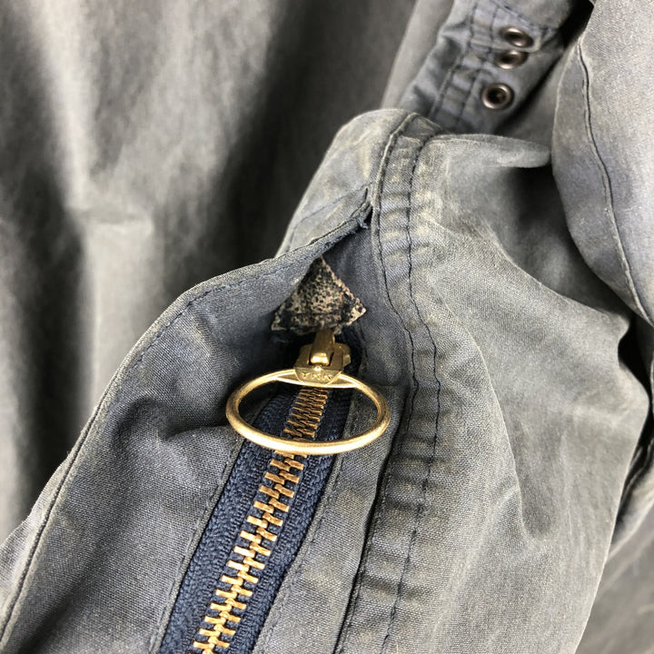 1990'S Barbour Beaufort 3 Warrant Oiled Hunting Jacket, Made in England, C44, Men's Size L cotton navy blue type Vintage Second Hand