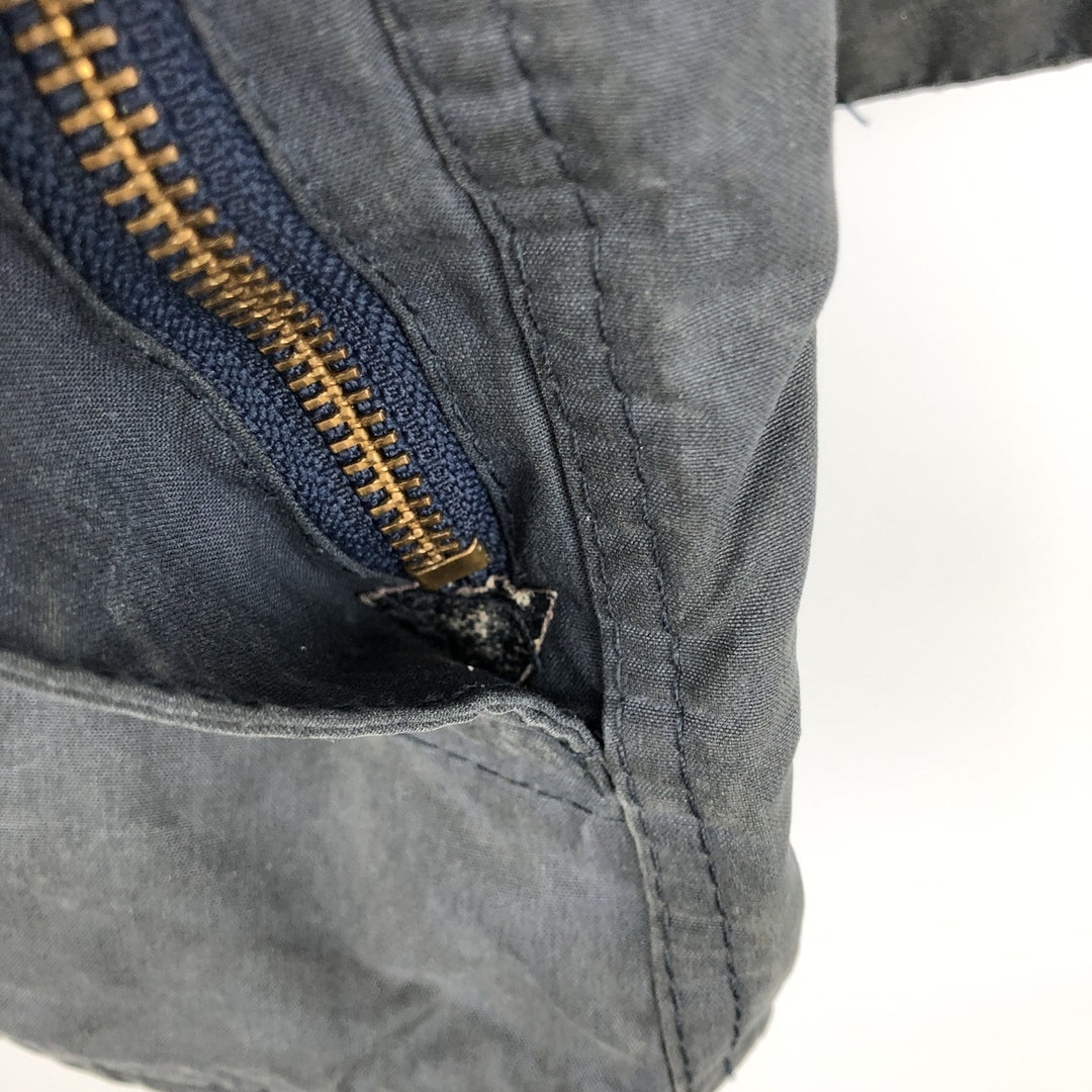 1990'S Barbour Beaufort 3 Warrant Oiled Hunting Jacket, Made in England, C44, Men's Size L cotton navy blue type Vintage Second Hand