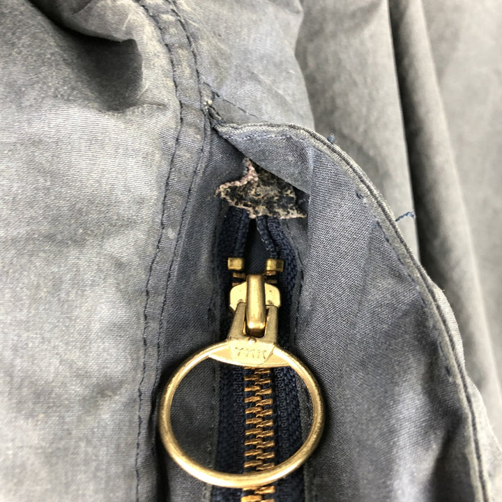 1990'S Barbour Beaufort 3 Warrant Oiled Hunting Jacket, Made in England, C44, Men's Size L cotton navy blue type Vintage Second Hand