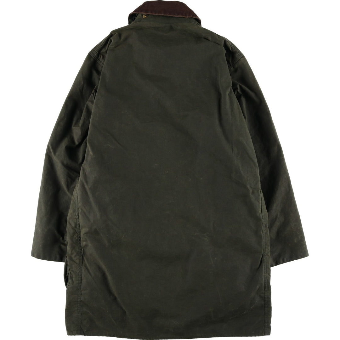 Vintage 1980s-1990'S Barbour Border Jacket, Old 3 Warrant, Waxed Cotton, Oiled, Made in England, C38, Men's Size Medium cotton Khaki type Vintage Second Hand