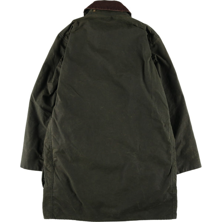 Vintage 1980s-1990'S Barbour Border Jacket, Old 3 Warrant, Waxed Cotton, Oiled, Made in England, C38, Men's Size Medium cotton Khaki type Vintage Second Hand